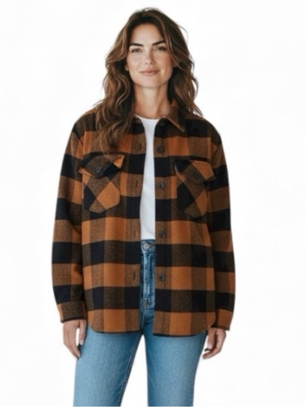 RDI Buffalo Plaid Shacket in Rust and Black